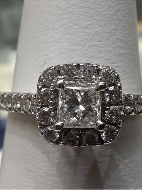 Diamond Halo Engagement Ring - White